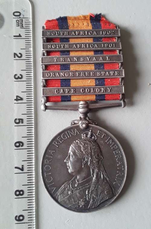 Boer War Q.S.A. Medal With 5 Clasps To `67 S.Serjt. L.L.L. Moore S.A.C.`.