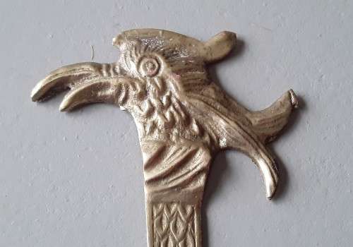 Vintage Solid Brass Embossed Letter Opener. 18.7 cm.