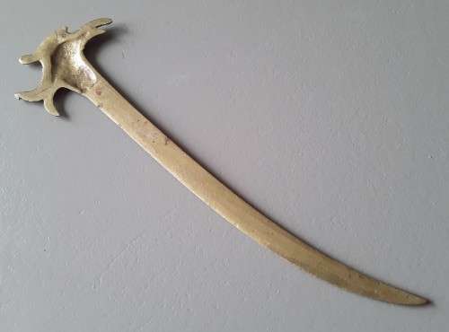 Vintage Solid Brass Embossed Letter Opener. 18.7 cm.