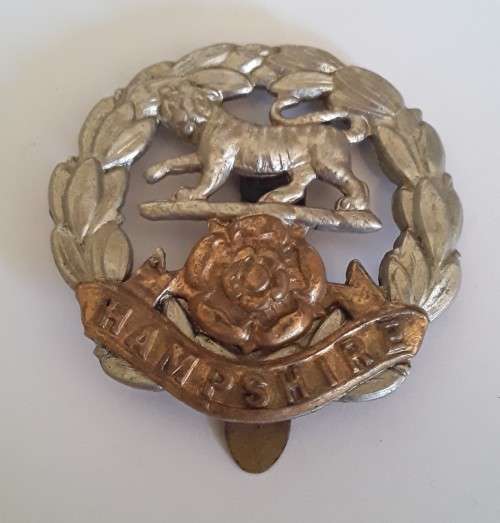 British Royal Hampshire Regiment Cap Badge.  Slide Intact.