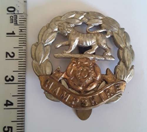 British Royal Hampshire Regiment Cap Badge.  Slide Intact.