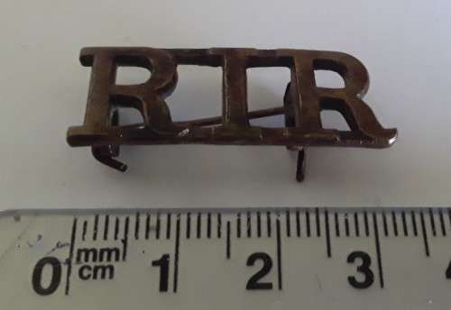Boer War / WW1 Royal Irish Rifles Brass Shoulder Title.  Lugs Intact.