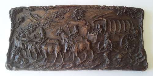 Vintage Large Syroco Wood `Groot Trek` Eeufees Plaque By V. Ivanoff.