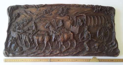 Vintage Large Syroco Wood `Groot Trek` Eeufees Plaque By V. Ivanoff.