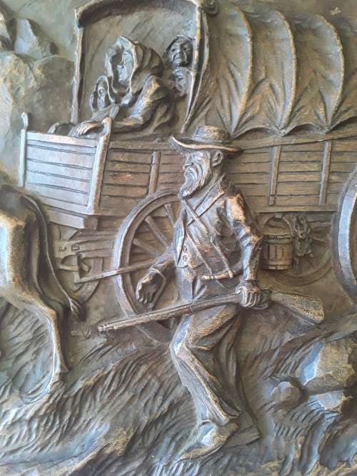 Vintage Large Syroco Wood `Groot Trek` Eeufees Plaque By V. Ivanoff.