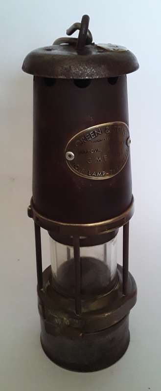 Antique Miner`s Safety Lamp. `Wolf Safety Lamp Co No.7 RMBS`.