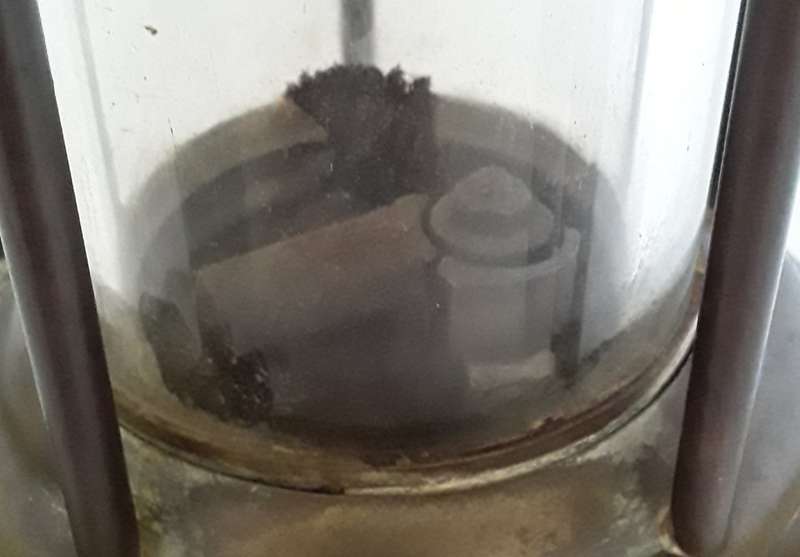Antique Miner`s Safety Lamp. `Wolf Safety Lamp Co No.7 RMBS`.