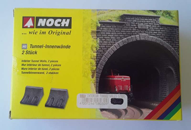 Noch Interior Tunnel Walls - 2-piece set (10cm). HO scale. Mint in box.