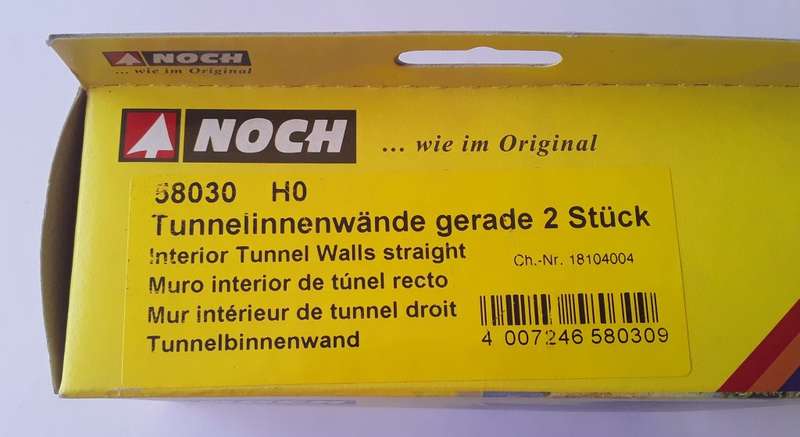 Noch Interior Tunnel Walls - 2-piece set (10cm). HO scale. Mint in box.
