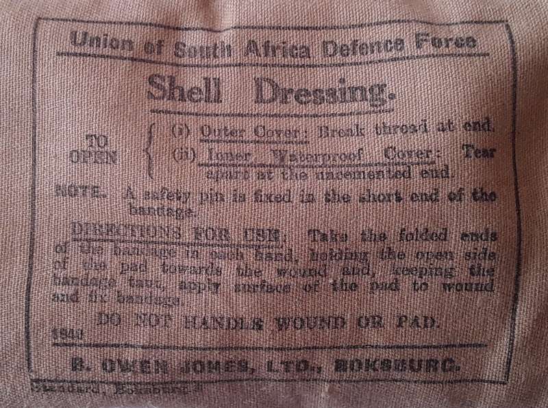 Rare WW2 Union Of SA Defence Force Shell Dressing & First Field Dressing. Dated 1940 and 1942.