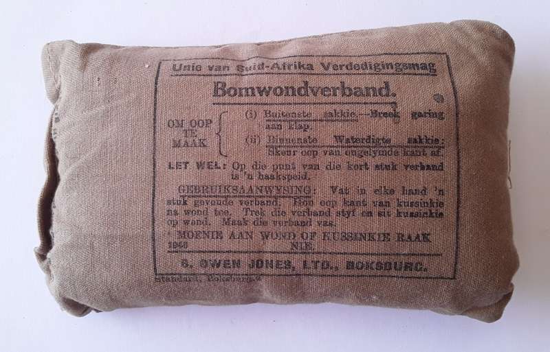 Rare WW2 Union Of SA Defence Force Shell Dressing & First Field Dressing. Dated 1940 and 1942.