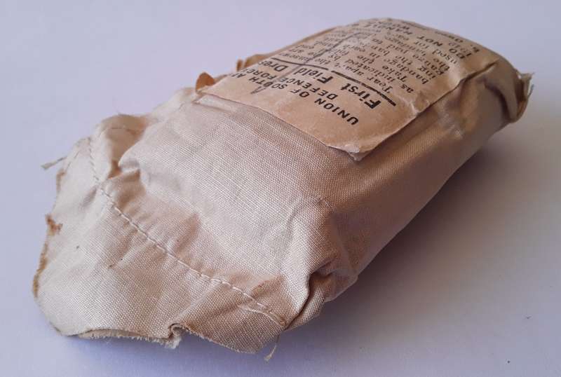 Rare WW2 Union Of SA Defence Force Shell Dressing & First Field Dressing. Dated 1940 and 1942.