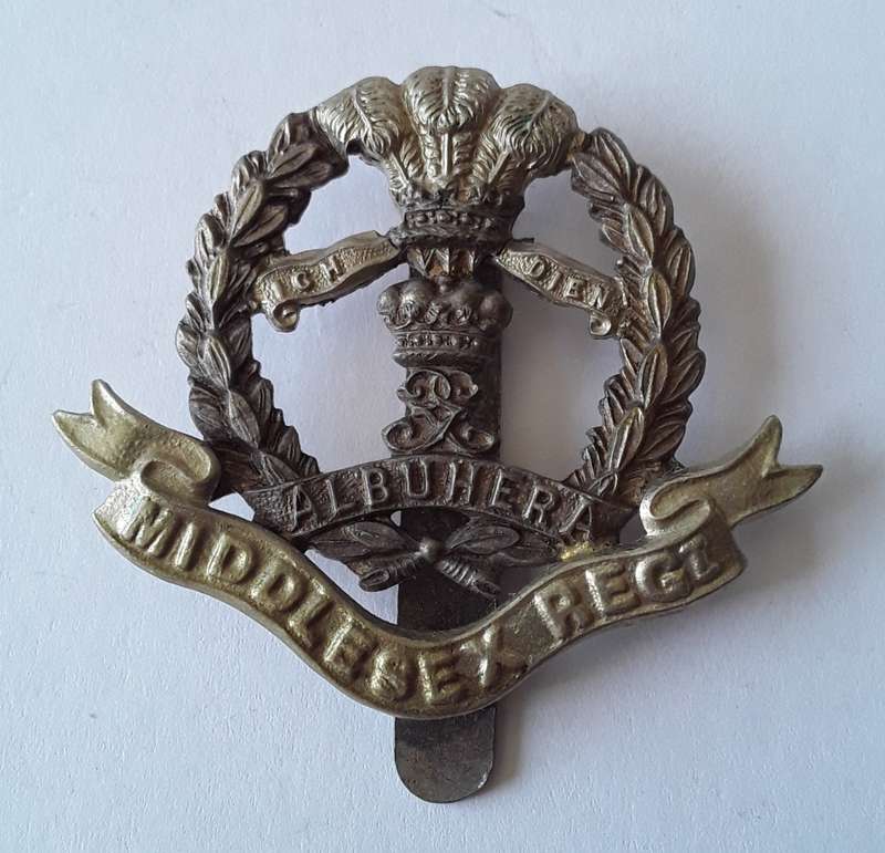 Middlesex Regiment (Duke Of Cambridge`s Own) Cap Badge. Pre 1914. Slide Intact.