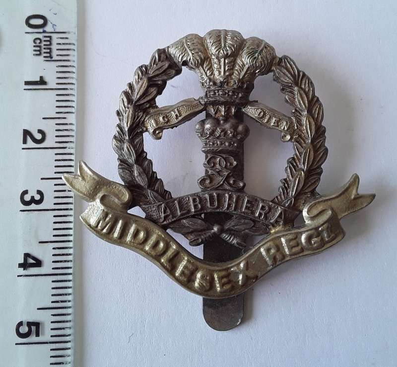 Middlesex Regiment (Duke Of Cambridge`s Own) Cap Badge. Pre 1914. Slide Intact.