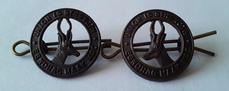 Pair Of WW2 South African Infantry Collar Badges. Lugs Intact.