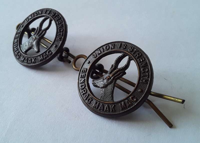 Pair Of WW2 South African Infantry Collar Badges. Lugs Intact.