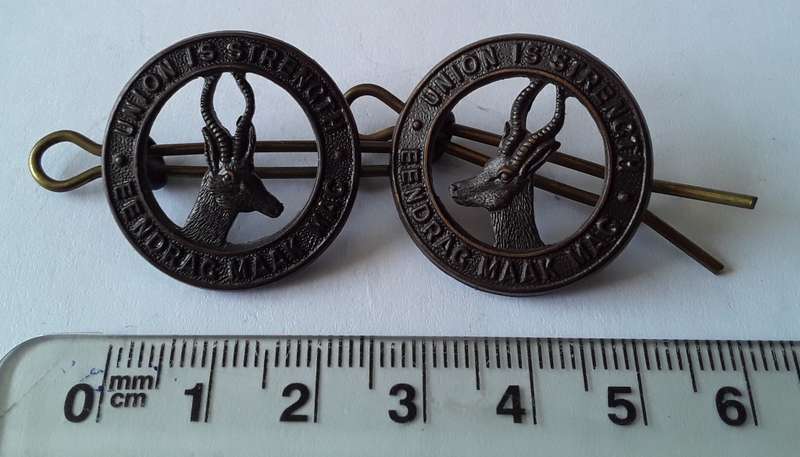 Pair Of WW2 South African Infantry Collar Badges. Lugs Intact.