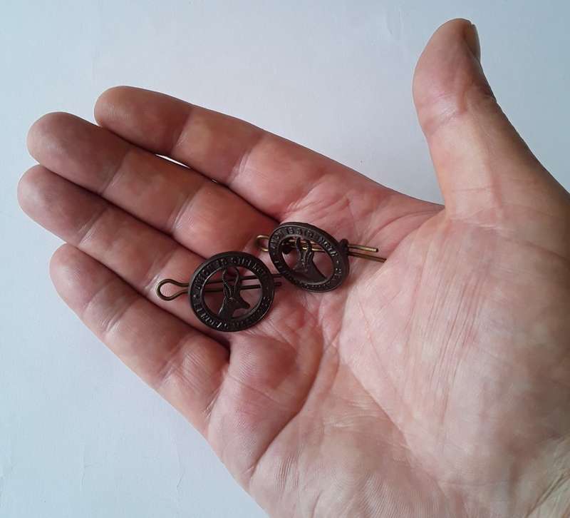 Pair Of WW2 South African Infantry Collar Badges. Lugs Intact.