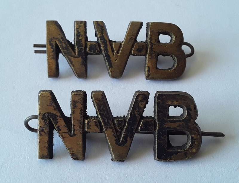 Pair SA WW2 National Volunteer Brigade Shoulder Titles. Lugs Intact.