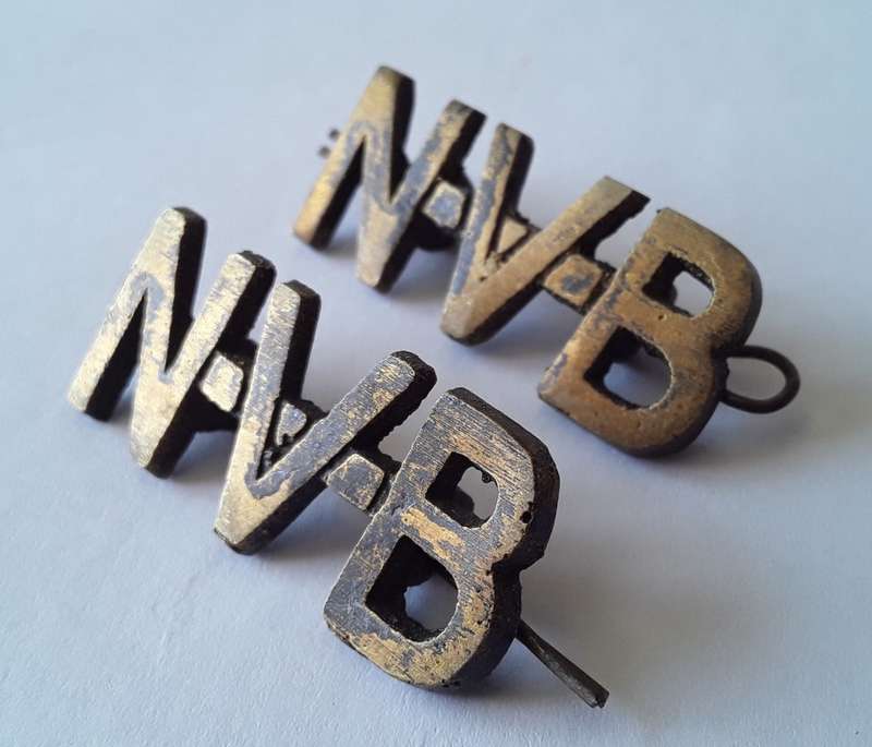 Pair SA WW2 National Volunteer Brigade Shoulder Titles. Lugs Intact.