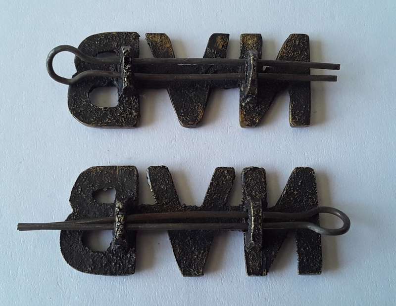 Pair SA WW2 National Volunteer Brigade Shoulder Titles. Lugs Intact.