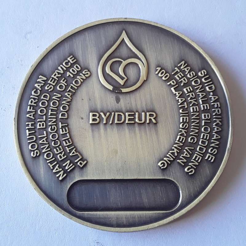 SANBS `James Blundell 1790-1877` 100 Blood Donations Award Medal. Cased.