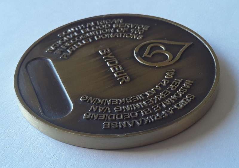 SANBS `James Blundell 1790-1877` 100 Blood Donations Award Medal. Cased.