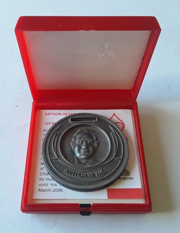 SANBS `Anthon Heyns` 125 Blood Donations Award Medal. Cased.