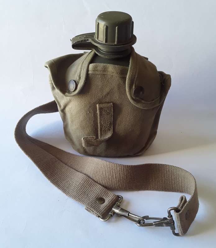 Vintage SADF Pattern 70 Water Bottle With Canvas Holder And Shoulder Strap.