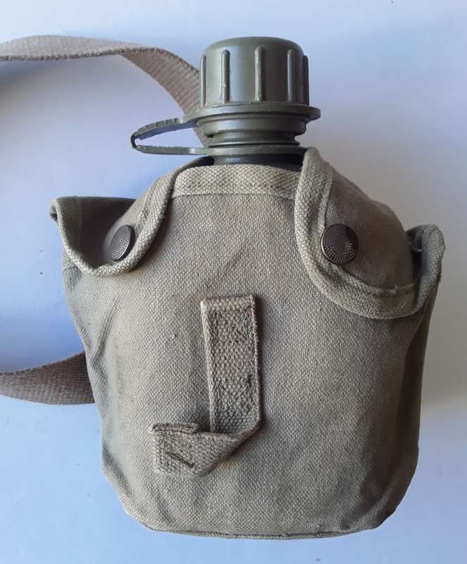 Vintage SADF Pattern 70 Water Bottle With Canvas Holder And Shoulder Strap.