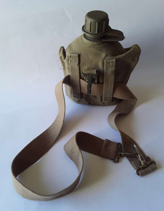 Vintage SADF Pattern 70 Water Bottle With Canvas Holder And Shoulder Strap.