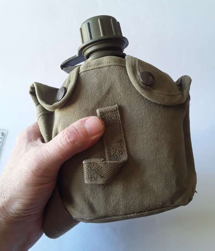 Vintage SADF Pattern 70 Water Bottle With Canvas Holder And Shoulder Strap.