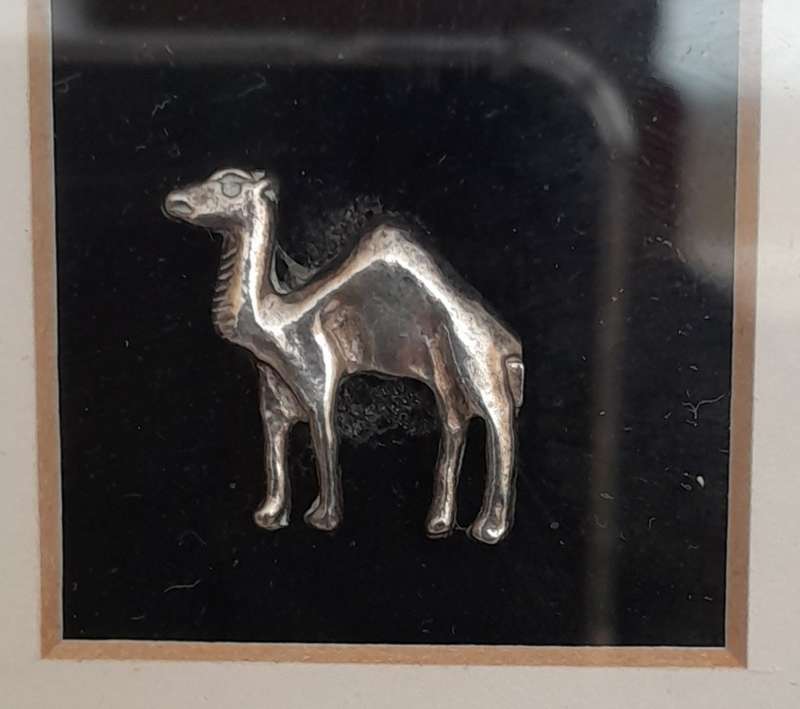 3 Solid Silver Miniatures In a Stone Mosaic Frame.