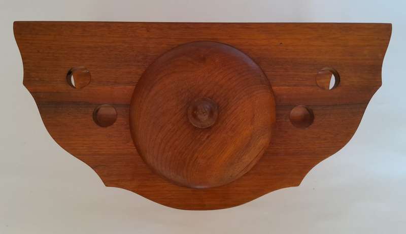 Vintage Solid Wood Pipe Stand For 4 Pipes With Tobacco Jar.