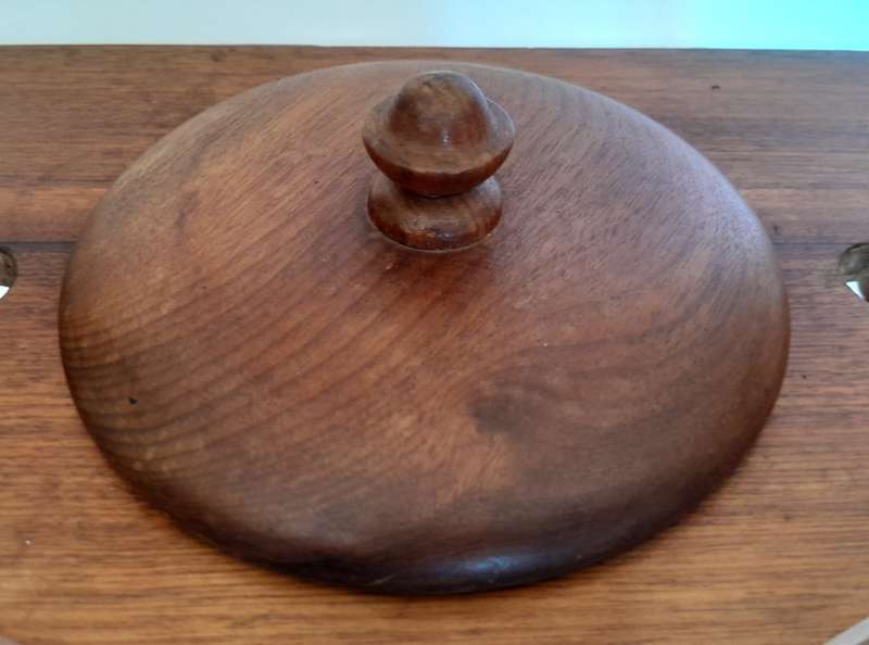Vintage Solid Wood Pipe Stand For 4 Pipes With Tobacco Jar.