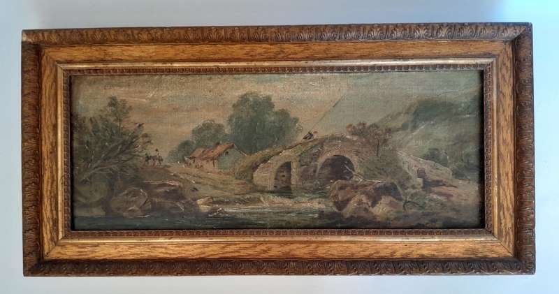 Antique Framed Oil On Canvas Landscape Signed and Dated 1904.