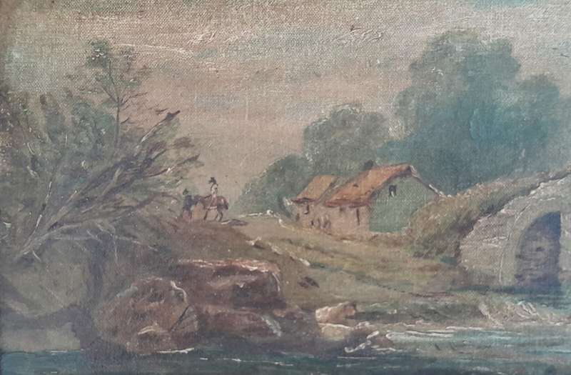 Antique Framed Oil On Canvas Landscape Signed and Dated 1904.