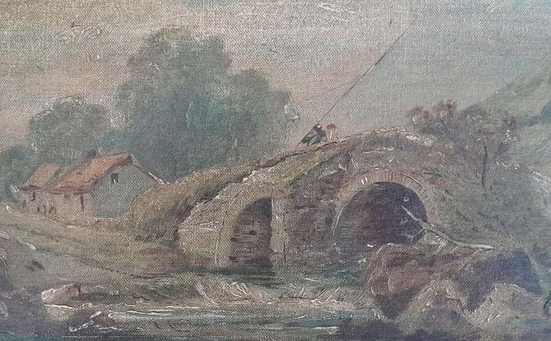 Antique Framed Oil On Canvas Landscape Signed and Dated 1904.