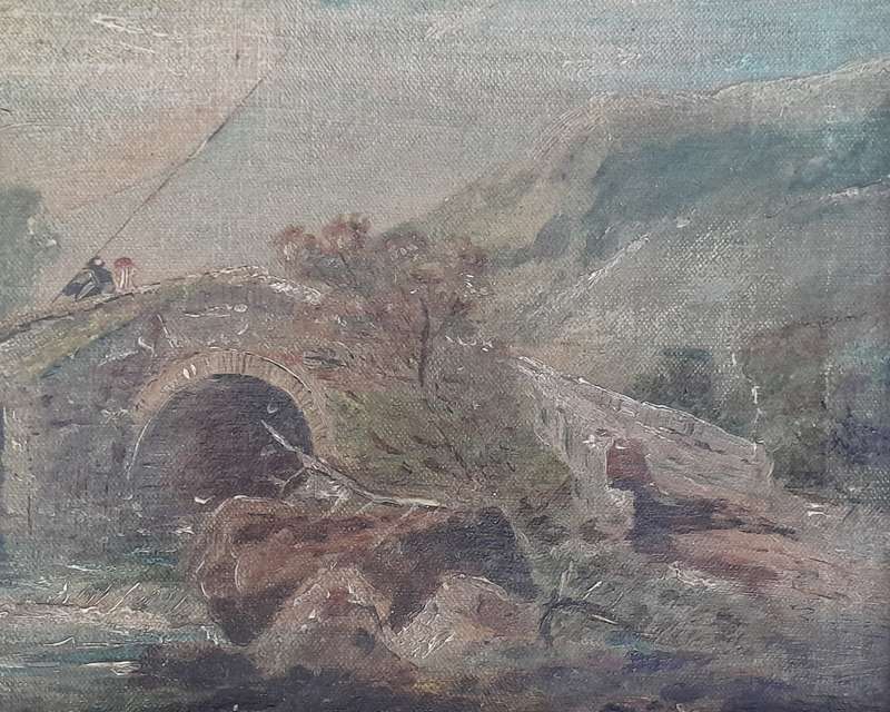 Antique Framed Oil On Canvas Landscape Signed and Dated 1904.
