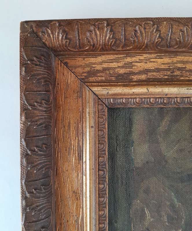 Antique Framed Oil On Canvas Landscape Signed and Dated 1904.