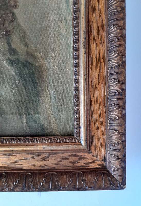Antique Framed Oil On Canvas Landscape Signed and Dated 1904.