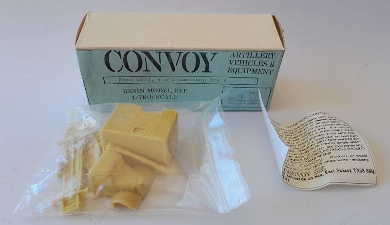 Vintage Convoy Model Kit. Military Ford WOTR3 4x2 Workshop Truck. Scale 1/76th. Mint In Box.