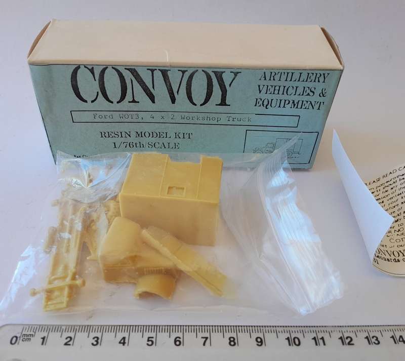 Vintage Convoy Model Kit. Military Ford WOTR3 4x2 Workshop Truck. Scale 1/76th. Mint In Box.