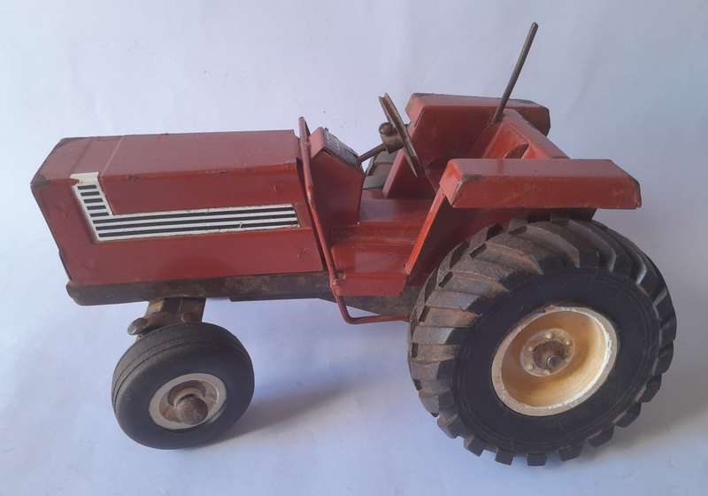 Vintage Strike Toys Large Metal `Fiat` Tractor And Tipping Trailer Set. 60.5 cm.