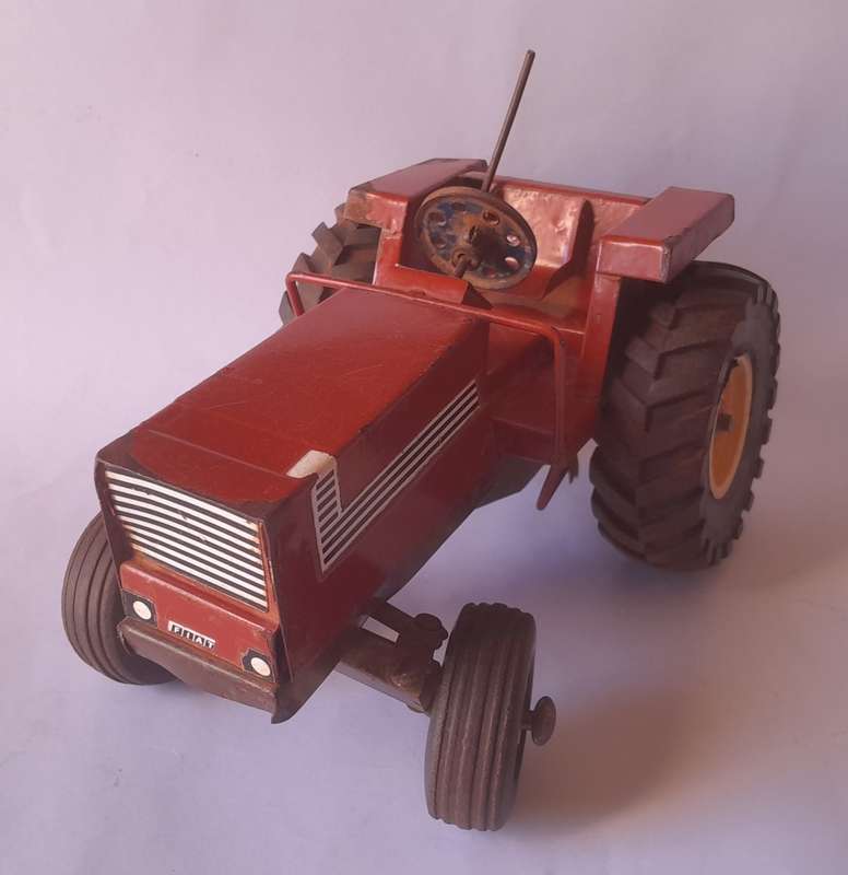 Vintage Strike Toys Large Metal `Fiat` Tractor And Tipping Trailer Set. 60.5 cm.