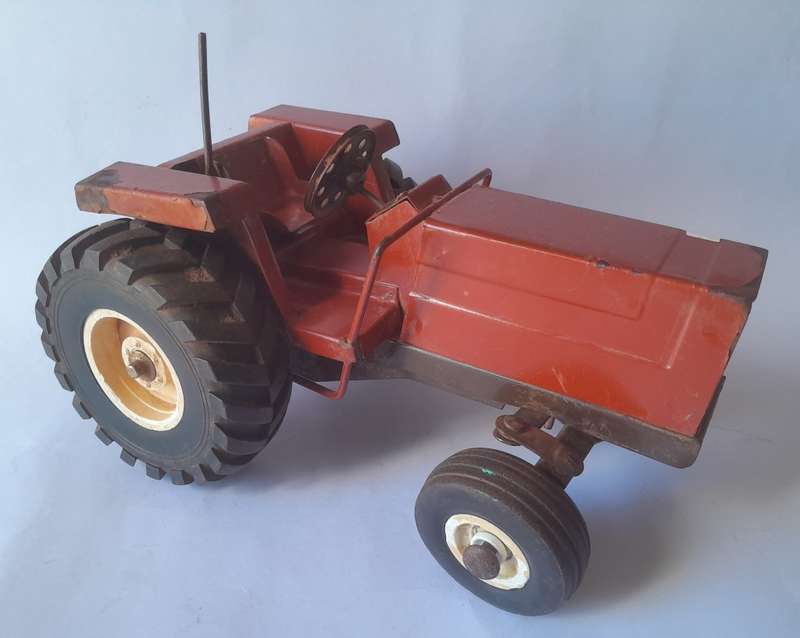 Vintage Strike Toys Large Metal `Fiat` Tractor And Tipping Trailer Set. 60.5 cm.