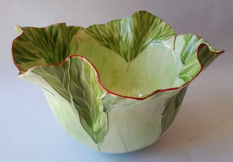 `Mustardseed & Moonshine Originals` Art Studio `Lettuce` Ceramic Bowl. Diam : 26 cm.