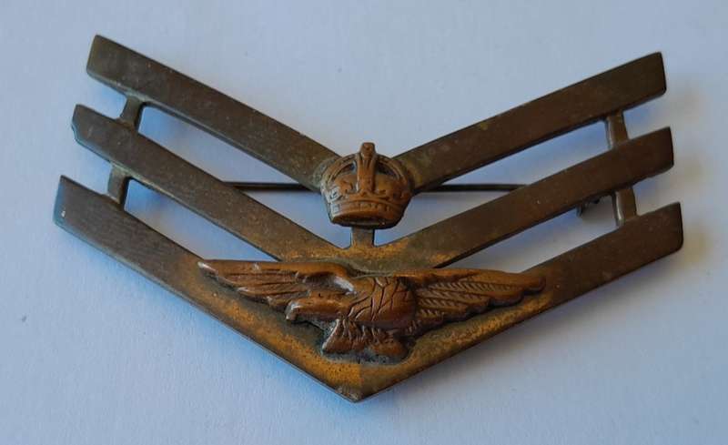 WW2 SA Airforce Sergeant`s Brass Stripes. Eagle and Crown Insignia.
