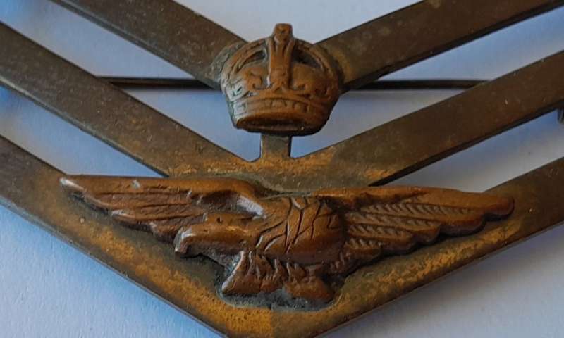 WW2 SA Airforce Sergeant`s Brass Stripes. Eagle and Crown Insignia.
