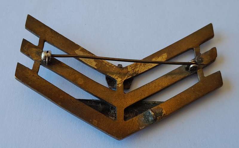 WW2 SA Airforce Sergeant`s Brass Stripes. Eagle and Crown Insignia.